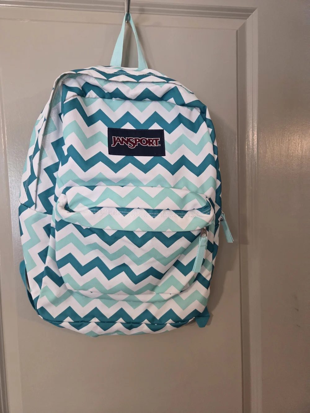 JanSport Chevron Backpack in Teal & White